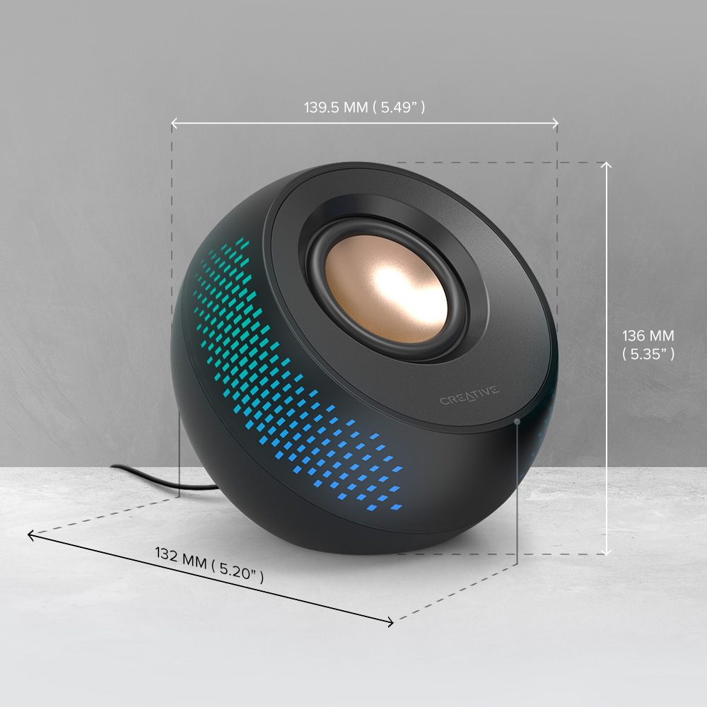 Creative Pebble X RGB ライティングやドライバー サイズを