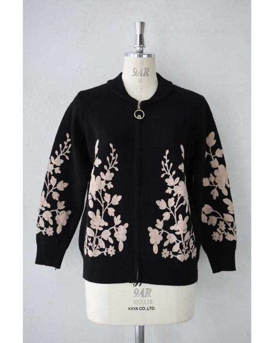 花刺繍咲くジップアップニットブルゾン – ONE PEACE ONLINE