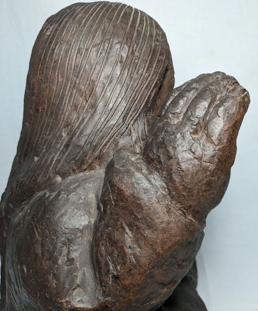 備前焼 手招きおたふく像 おかめ 陶像 置物 縁起物 彫刻 工芸品 細工物